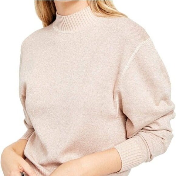 Free People women sweater Starry Night Metallic Mock casual event stretchy retro - Picture 8 of 12